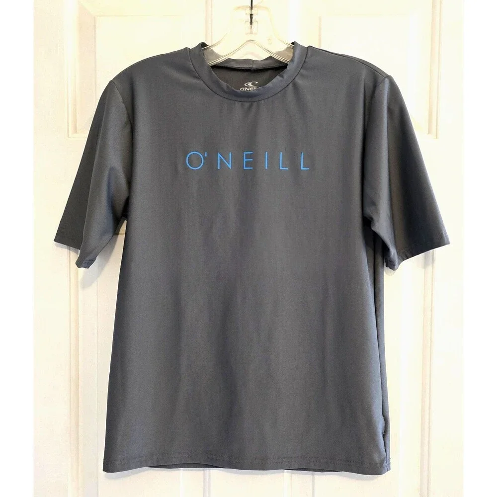 O'Neill Rash Guard Sun Surf Shirt Youth 16 Gray UPF 50+ Slim Fit Coastal Beach